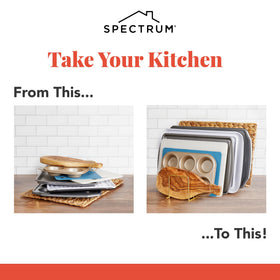 Spectrum Euro Kitchen Organizer side angle highlighting sturdy steel frame and durable finish for long-lasting use.