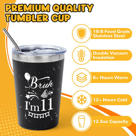 Splandiant 11th birthday tumbler with straw for on-the-go beverages