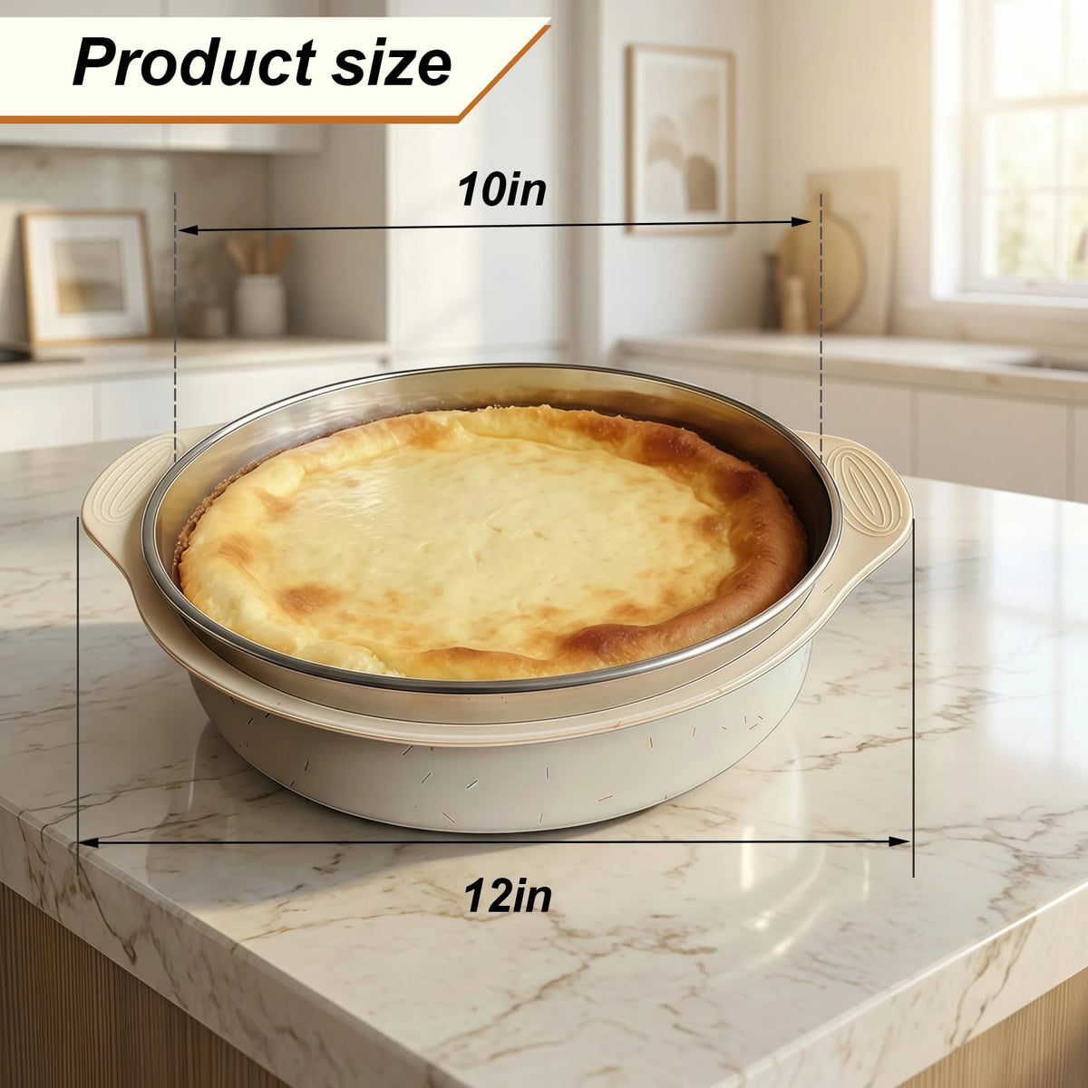 Spmarkt fits 9-10 inch pans for versatile water-bath baking.