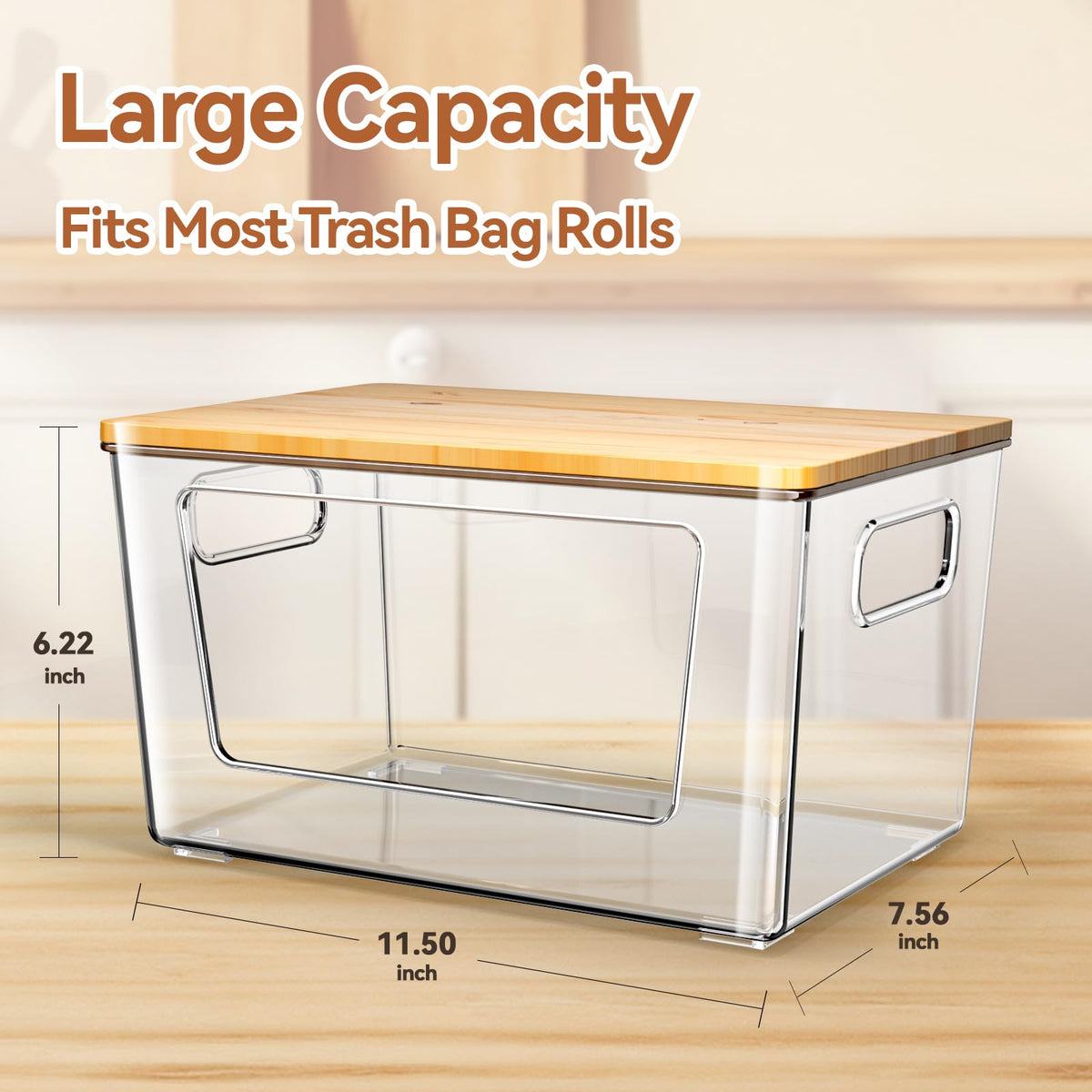 Spospo trash bag holder with clear view panels for easy bag monitoring.