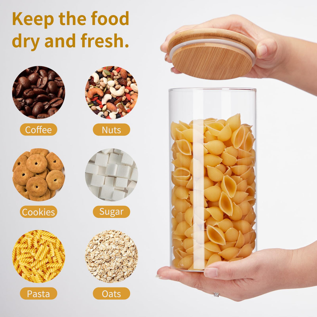 Spreccio eco-friendly bamboo lids add natural style while keeping contents fresh