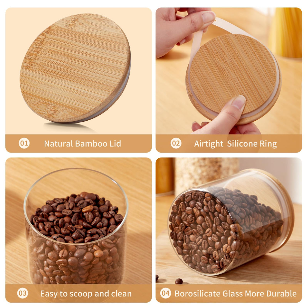 Spreccio glass storage jar sugar and staples organized for easy access.