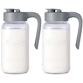 Spreccio Mason Jar Pitcher with pour spout lid for mess-free pouring.