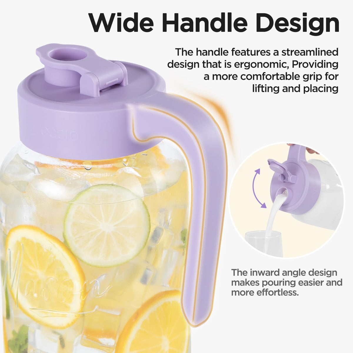 Spreccio Mason Jar Pitcher with pour spout for clean, controlled serving.