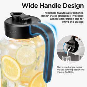 Spreccio Mason Jar Pitcher wide mouth for easy ice and infusion ingredients.