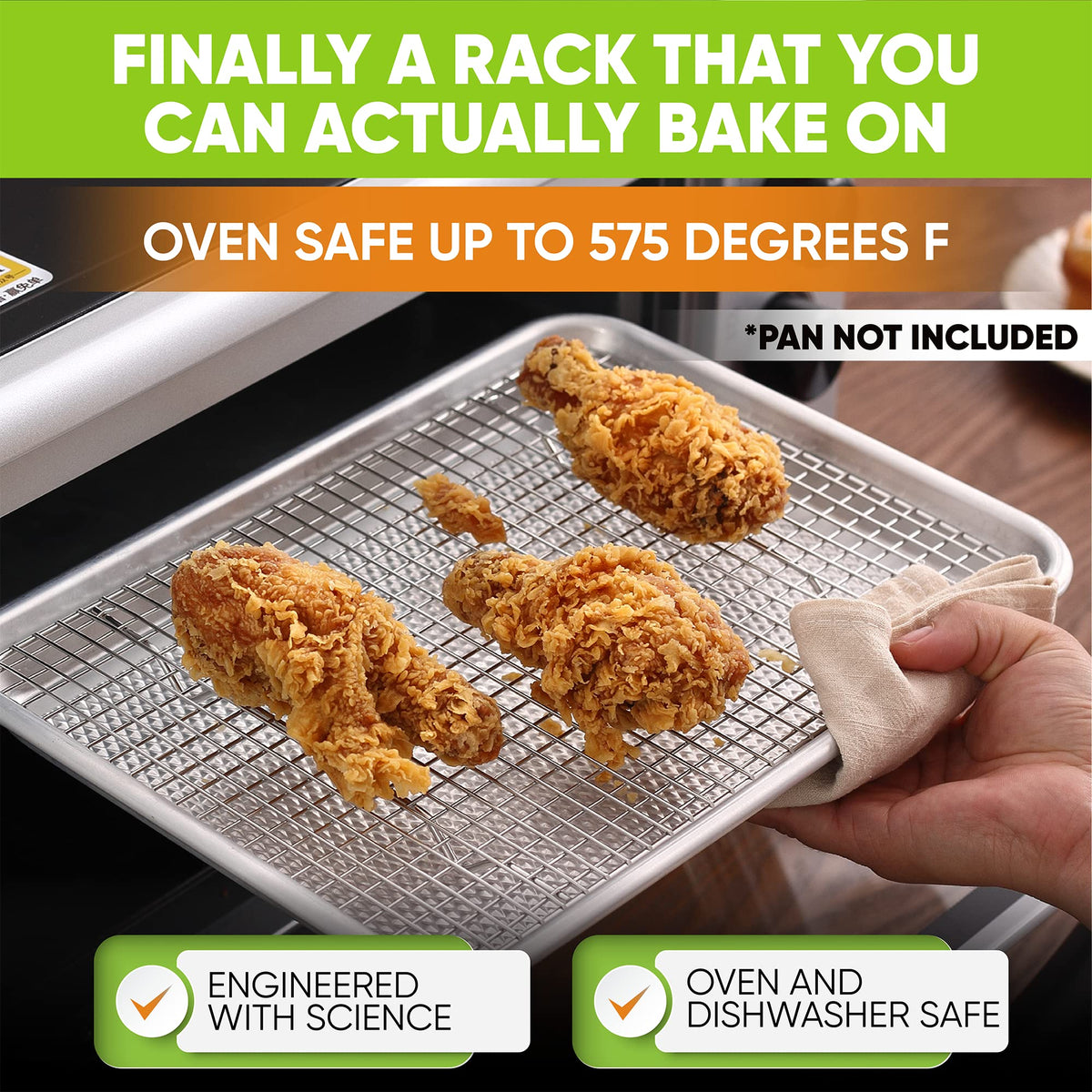 Spring Chef cooling rack ideal for broiling, baking, and roasting.