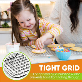 Spring Chef grid spacing prevents food from falling through while cooling