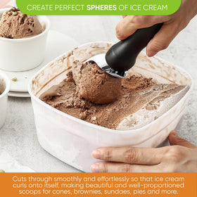 Spring Chef dishwasher-safe ice cream scoop simplifies cleaning after dessert prep.