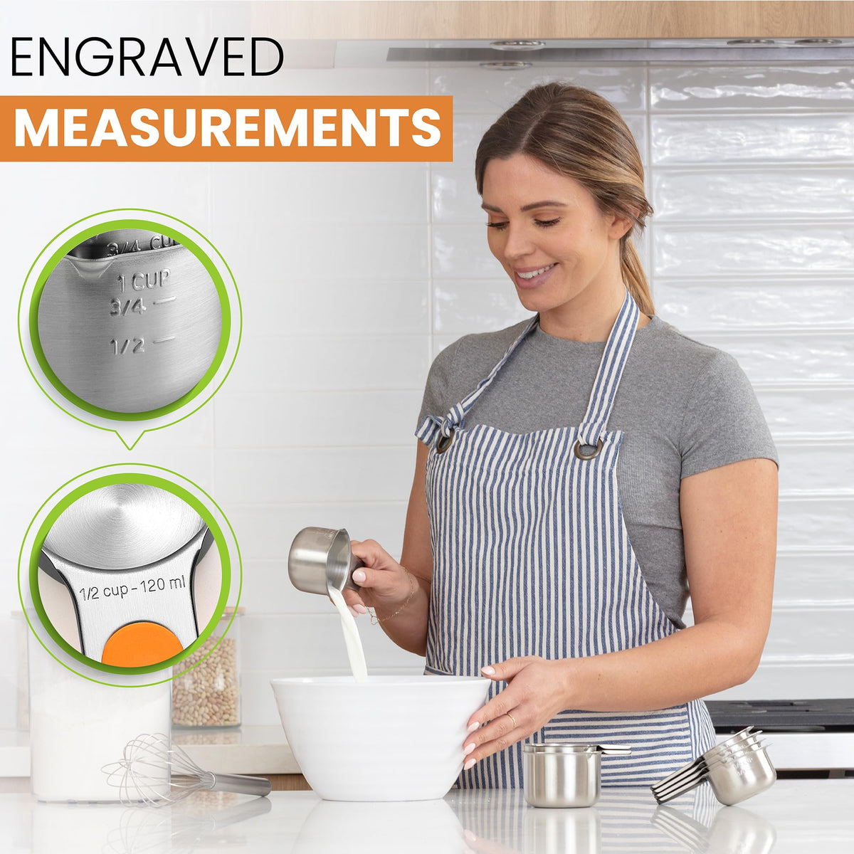 Spring Chef cups with easy-pour spout enable controlled pouring