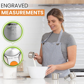 Spring Chef cups with easy-pour spout enable controlled pouring
