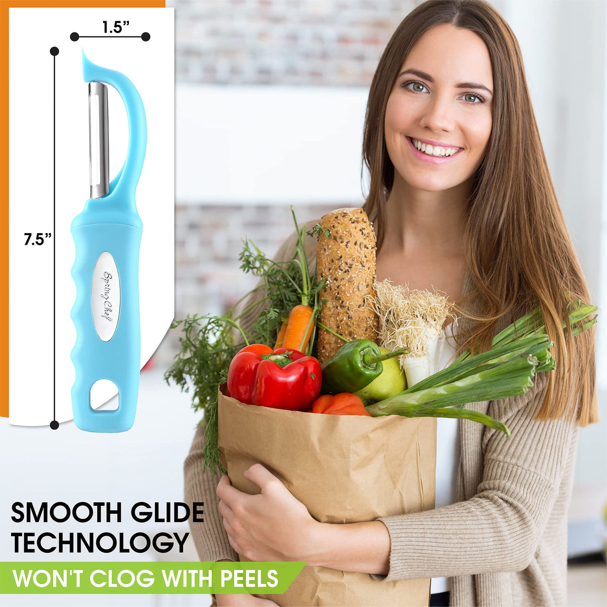Spring Chef Premium Swivel Peeler blemish remover included for quick prep