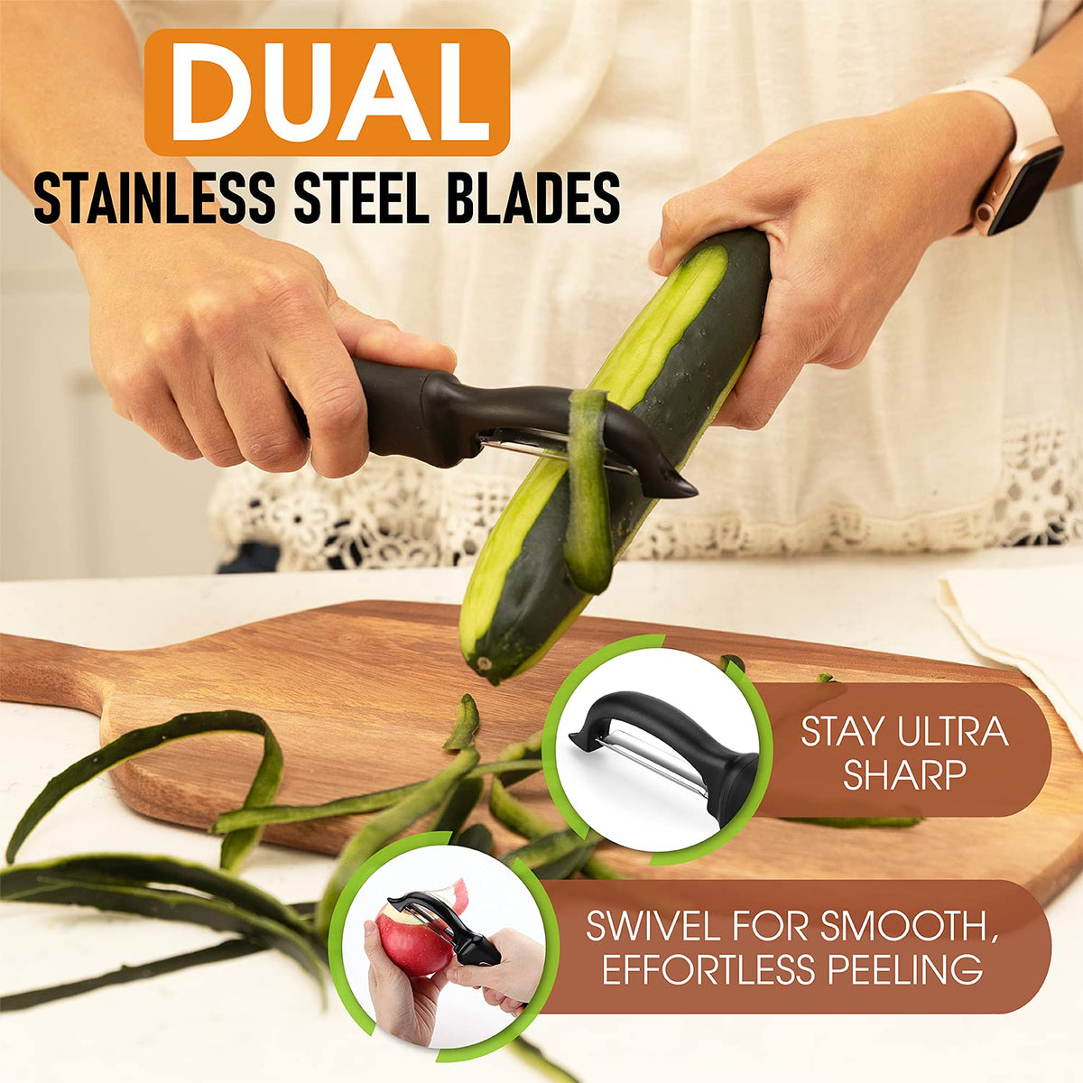 Spring Chef Ultra Sharp Blades detail indicating long-lasting edge
