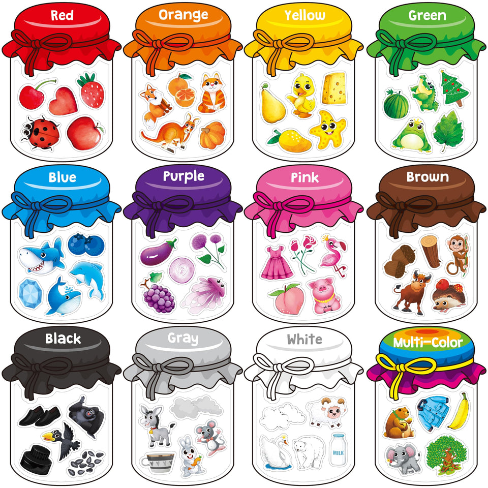 SpriteGru 12-piece color sorting toys jar with magnets for color recognition play