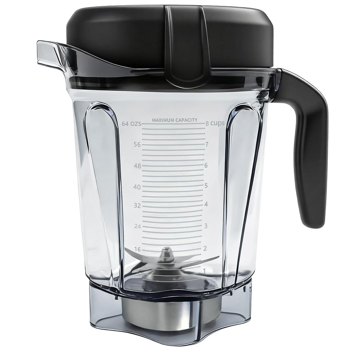 Sqalvox 64oz low-profile blender pitcher under cabinet for easy storage.