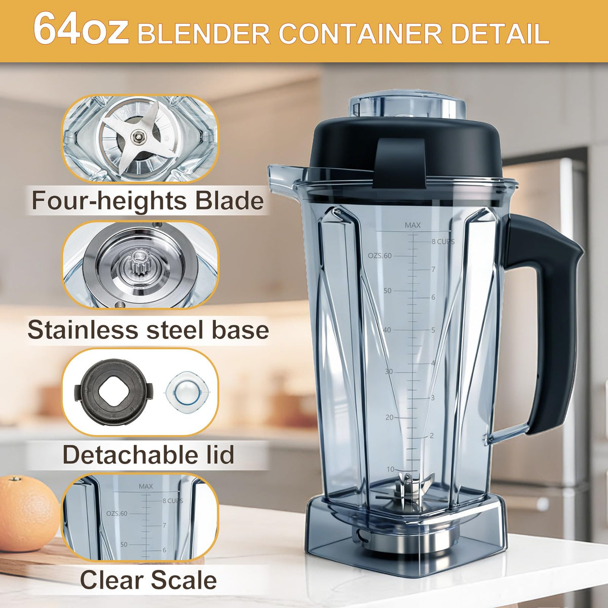 Sqalvox blender pitcher comfort grip handle reduces hand fatigue.