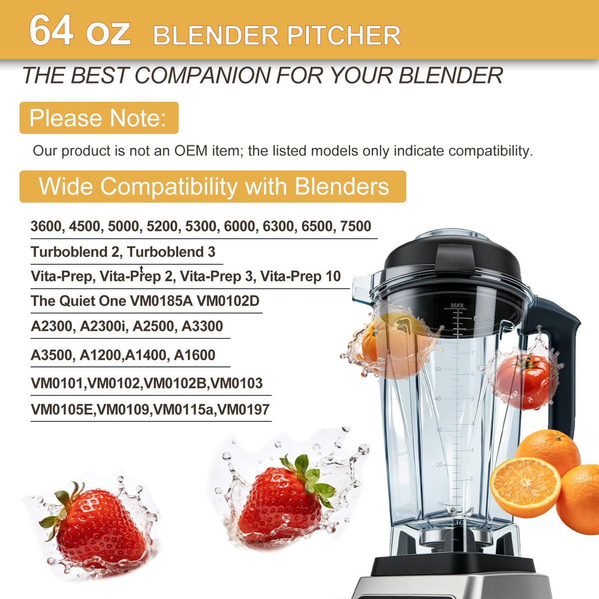 Sqalvox blender pitcher with leak-proof lid keeps countertops tidy.
