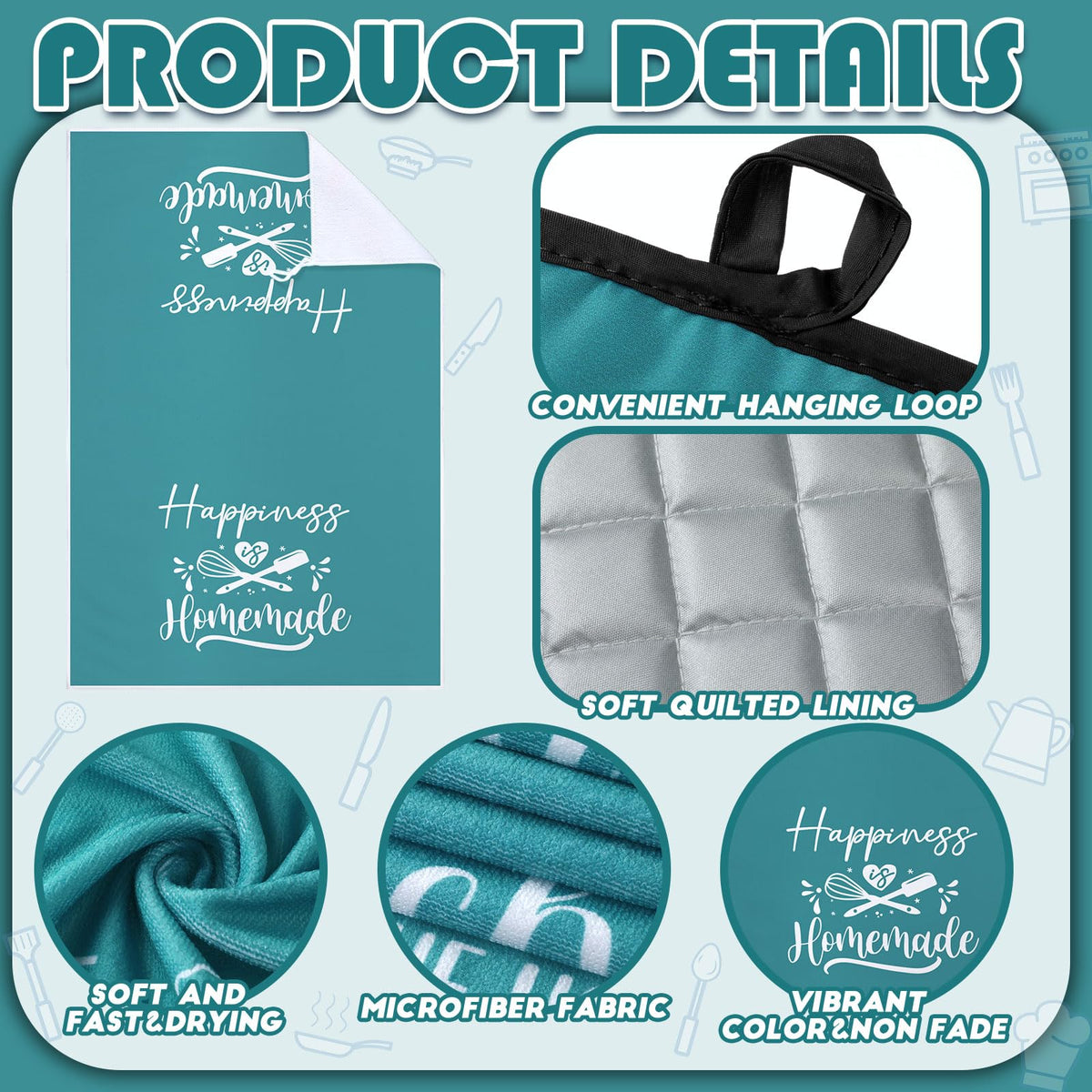 Sratte teal potholders ensure safe handling of hot pots with farmhouse charm.