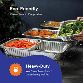 Stack Man disposable aluminum pans enable quick cleanup after events.