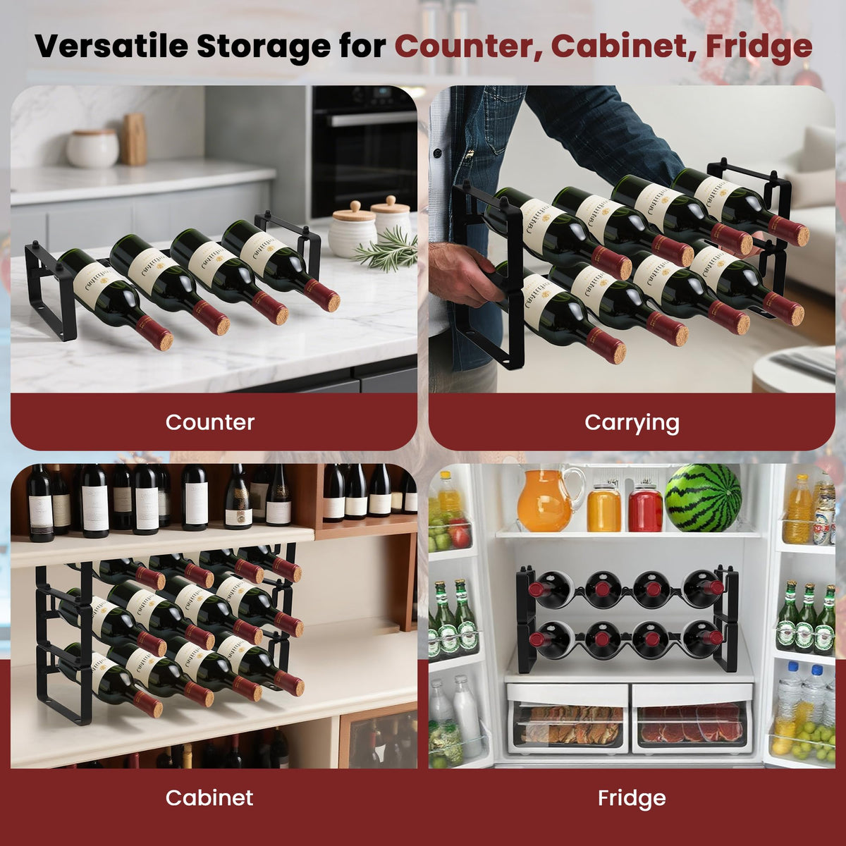 STAEVER cabinet storage wine rack fits inside kitchens and pantries.