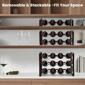 STAEVER countertop display wine rack keeps bottles accessible during gatherings.