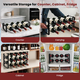STAEVER rack with bottles showing horizontal cradle for cork stability