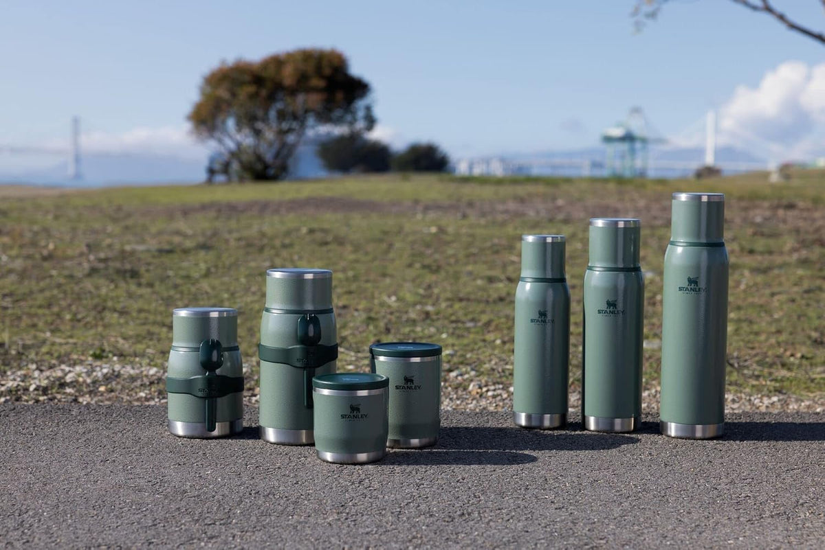 Stanley Adventure-To-Go bottle shows pour-through stopper for controlled pours.