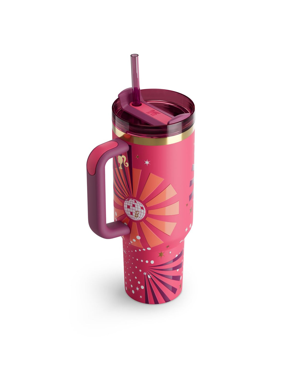 STANLEY Barbie Dynamite Quencher disco lights add a fun glow.