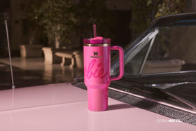 STANLEY Barbie Icon 40 oz Quencher car cupholder fit for travel.