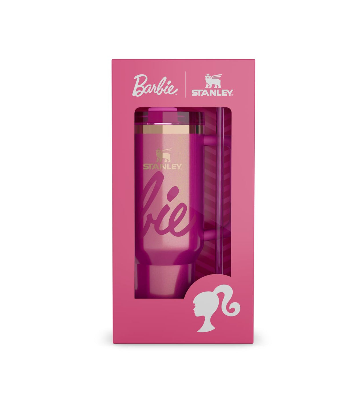 STANLEY Barbie Icon 40 oz Quencher handle close-up with a comfortable grip.