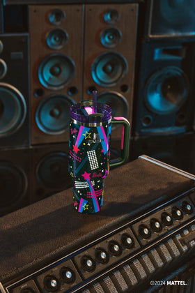 STANLEY Barbie Rockers Quencher 40 Oz graphic closeup of bright motifs and durable finish
