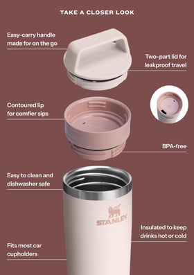 STANLEY Café-To-Go mug highlighting double-wall insulation for temperature control
