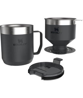 Stanley Legendary Camp Mug 12oz keeps drinks hot during outdoor adventures.