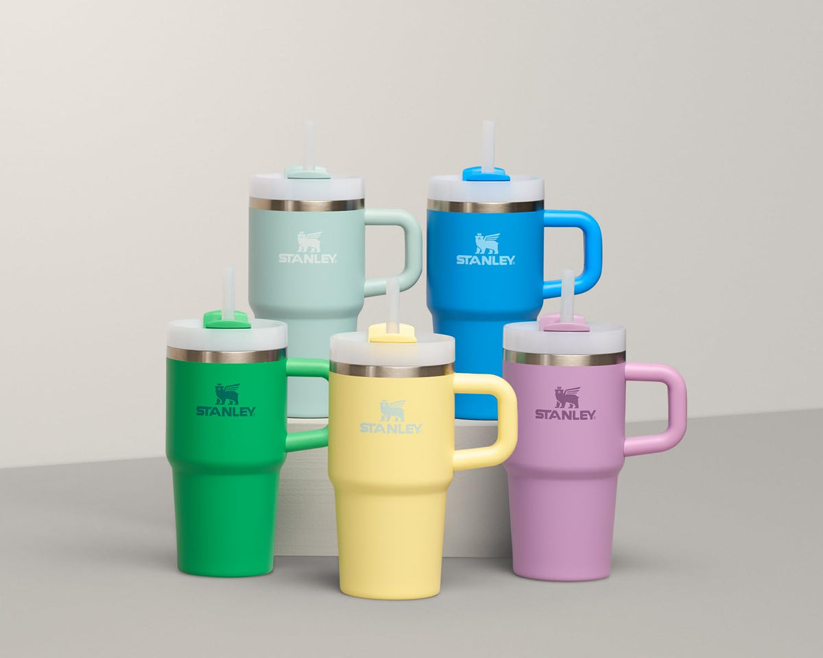 STANLEY Quencher H2.0 lilac BPA-free stainless steel ensures safe, durable daily use.