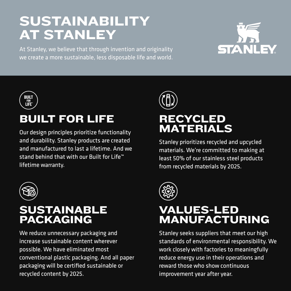 STANLEY Quencher H2.0 dishwasher-safe stainless steel design.