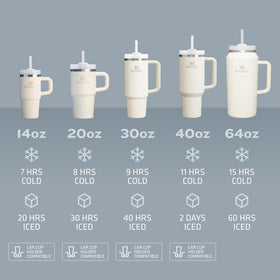 STANLEY Quencher H2.0 double-wall insulation keeps drinks cold for hours.