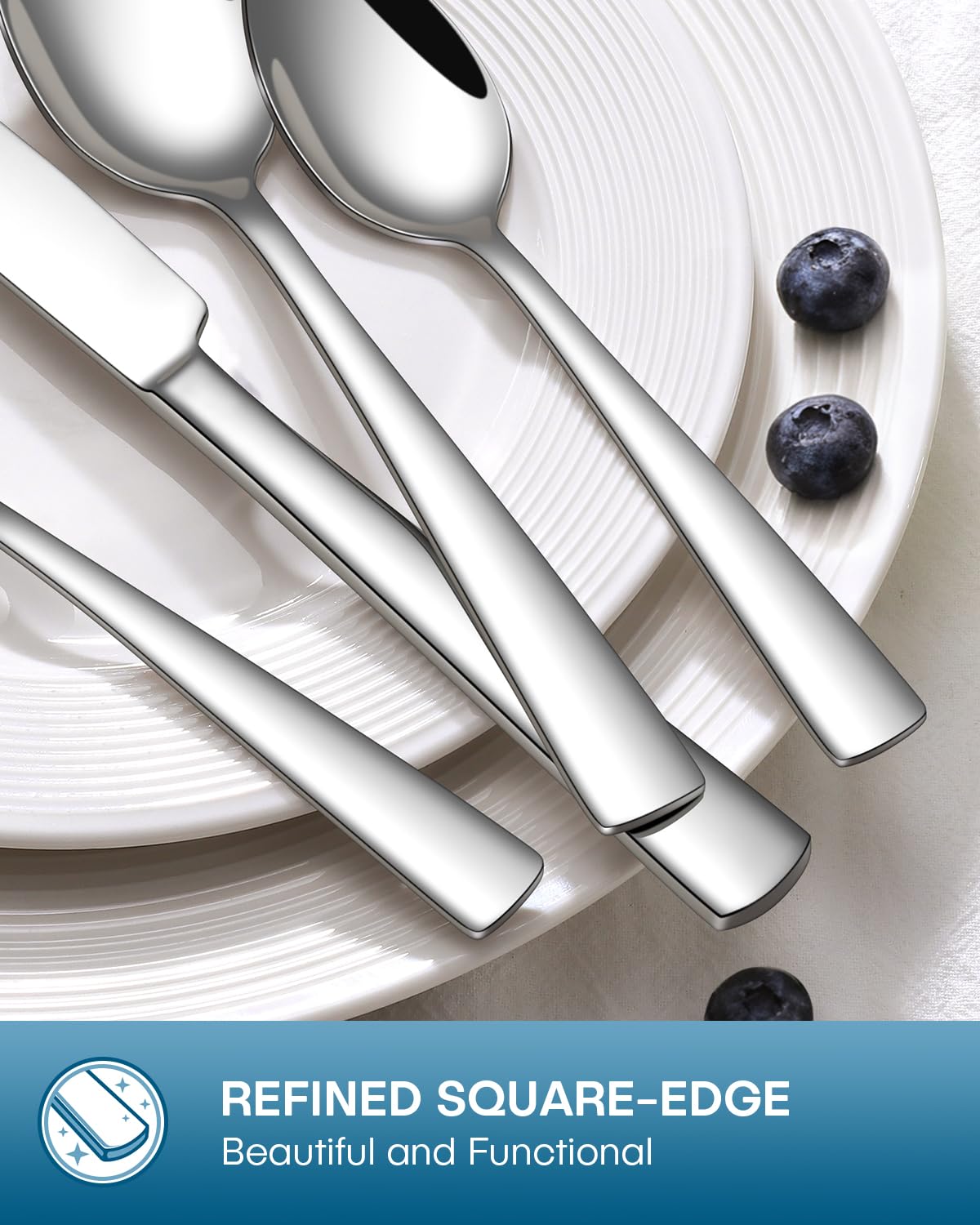 Stapava 40-piece silverware set modern-design image pairs with any table decor.
