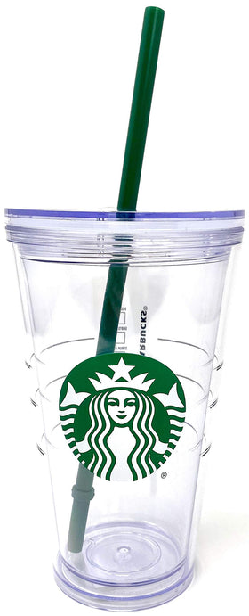 Starbucks 16oz plastic cold cup with clear body and green logo for iced drinks.