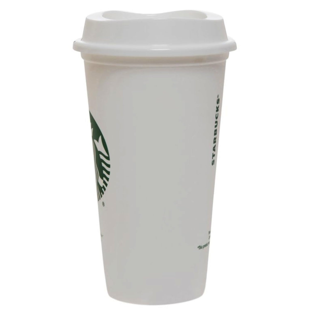 Starbucks cup with lid showing branded logo and design