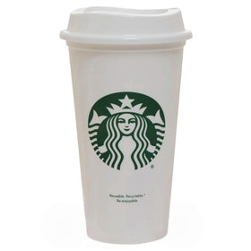 Starbucks white reusable travel mug 16oz on-the-go use