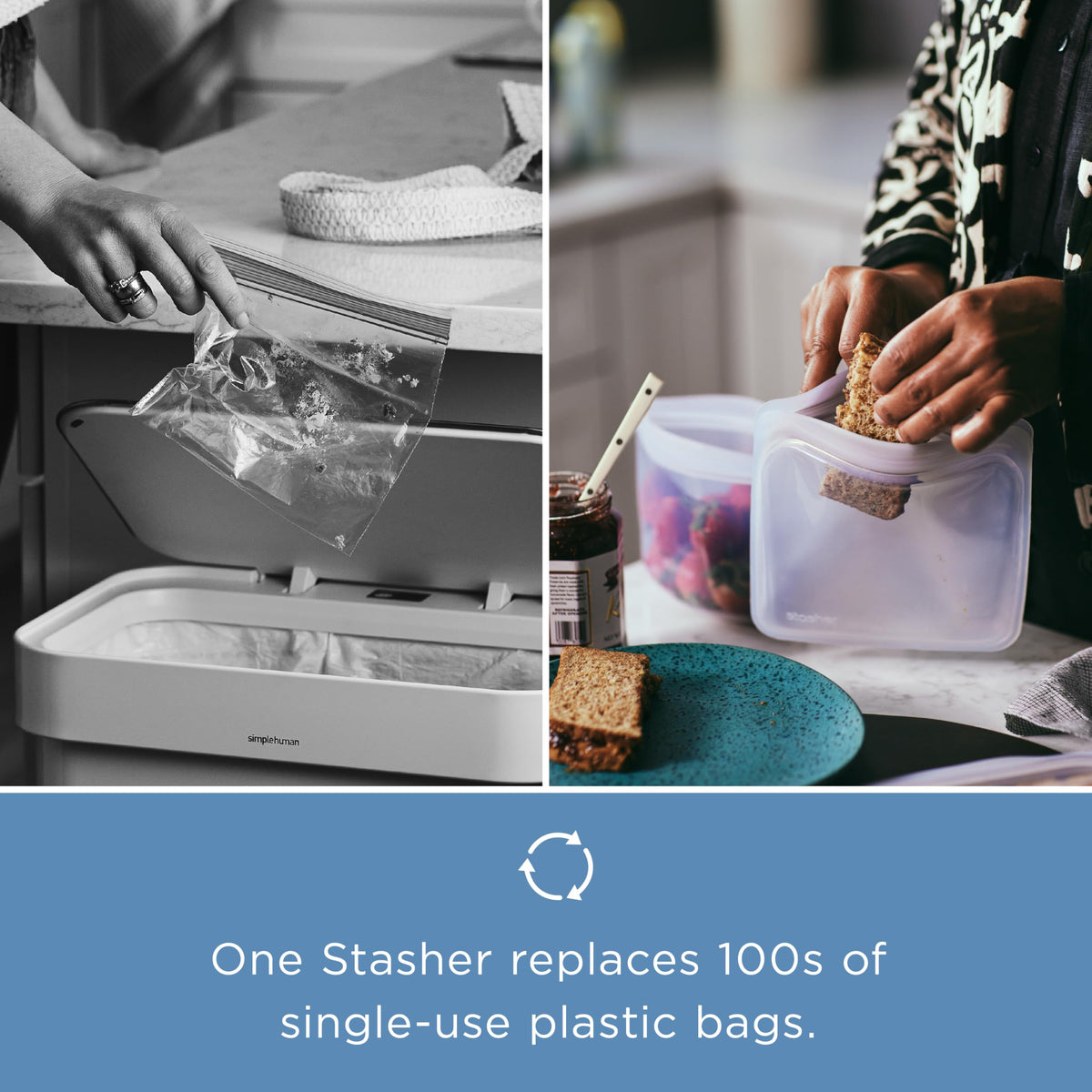 Stasher Aqua Large Stand-Up Bag ideal for meal prep and bulk pantry.
