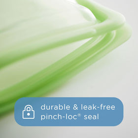 Stasher leak-proof pinch-loc seal on the bag.