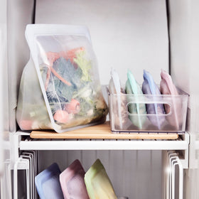 Stasher Sea Urchin microwave-safe silicone bag for quick reheats.