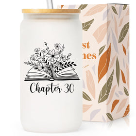 SteadStyle Chapter 30 glass tumbler with lid and straw for milestone gifting