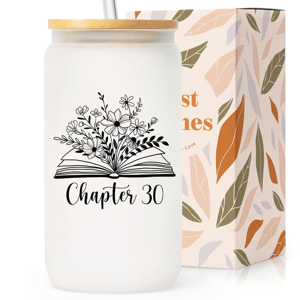 SteadStyle Chapter 30 glass tumbler with lid and straw for milestone gifting