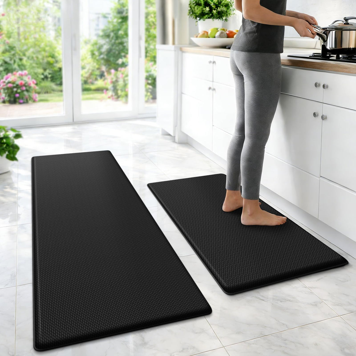 StepLively kitchen mat set—front view for kitchen and entry, anti-fatigue comfort.
