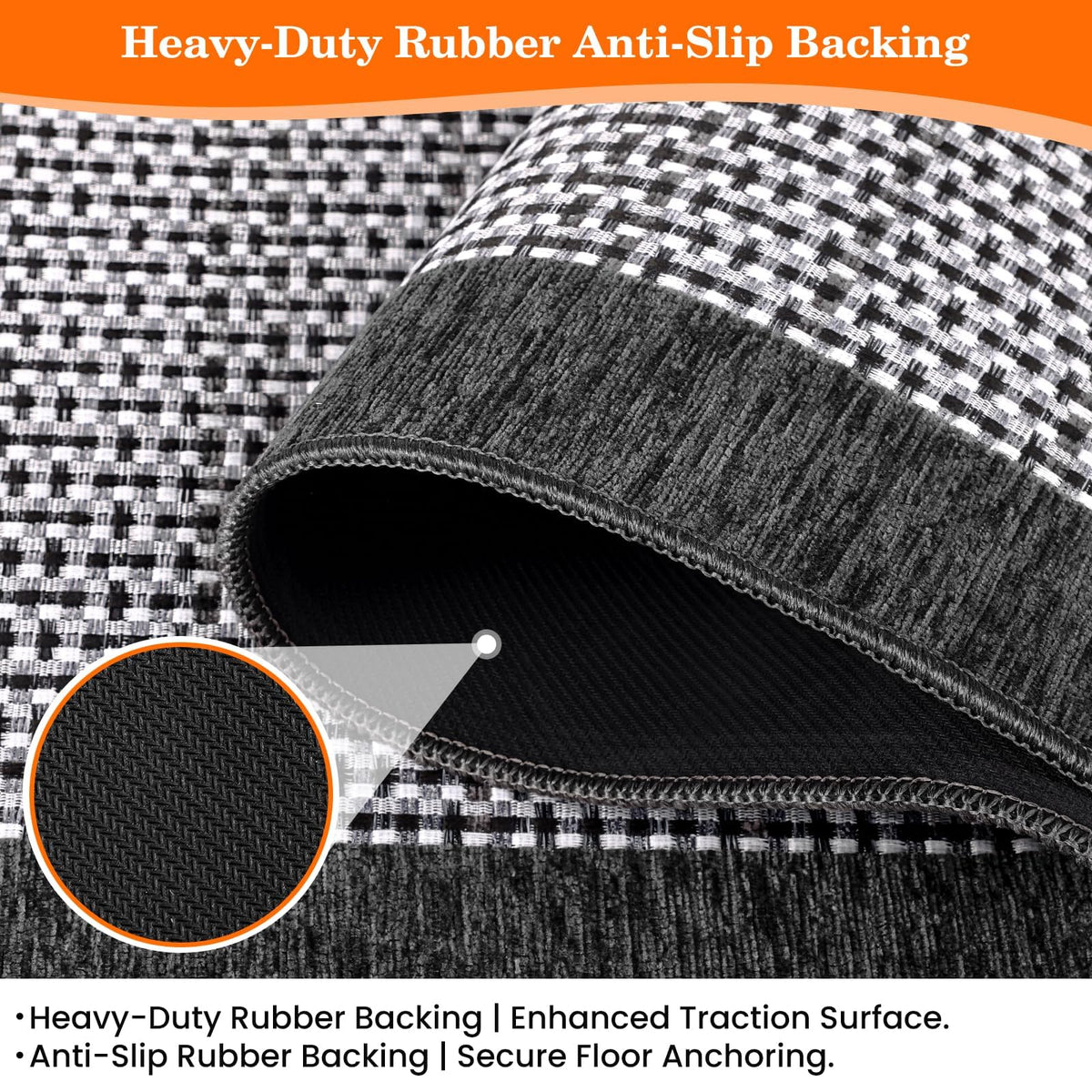 Machine-washable kitchen mat for easy refresh and quick cleanup.
