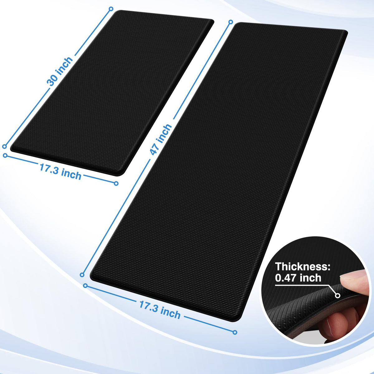 StepRite anti-fatigue kitchen mat in two sizes supporting long standing tasks.