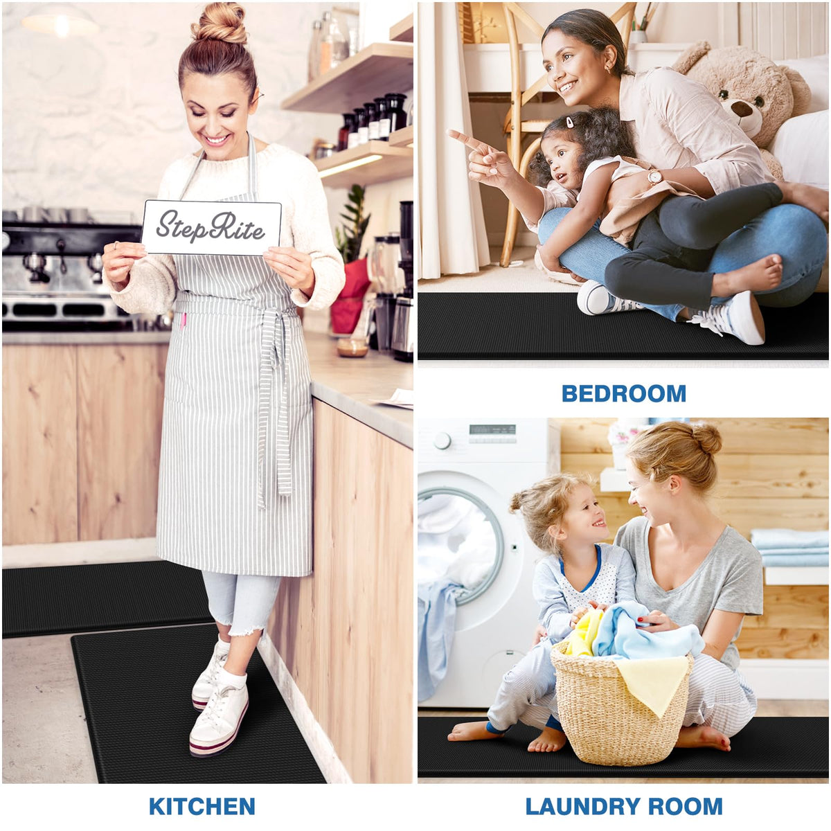 StepRite kitchen mats are easy to spot-clean or wipe with a damp cloth