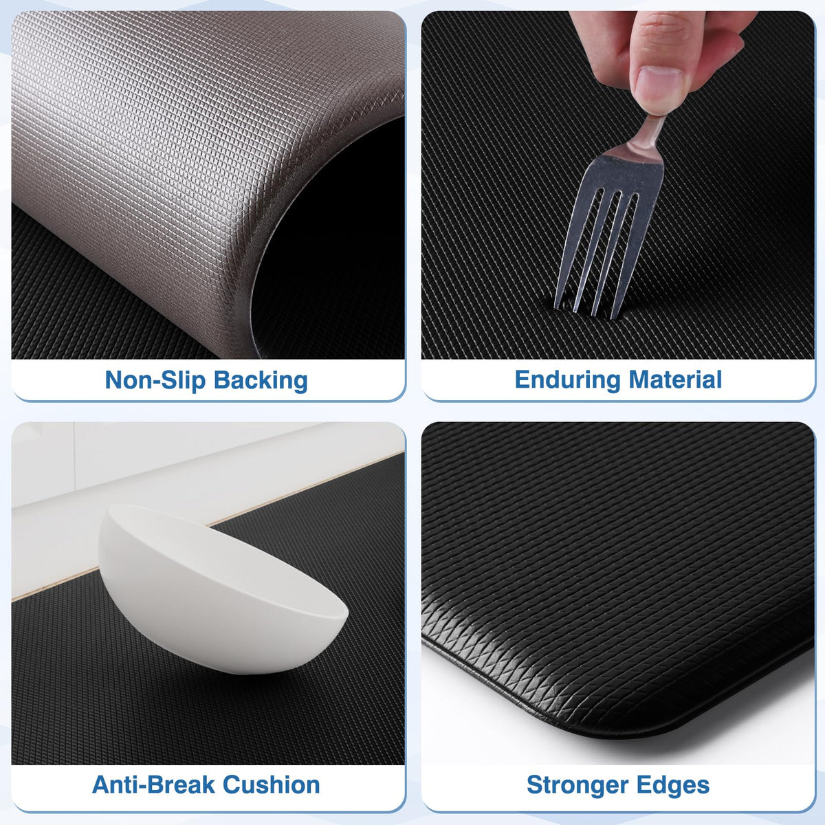 StepRite non-slip backing keeps the mat in place on tile or wood.