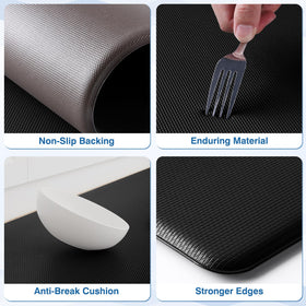 StepRite kitchen mats feature non-slip backing for secure placement on floors
